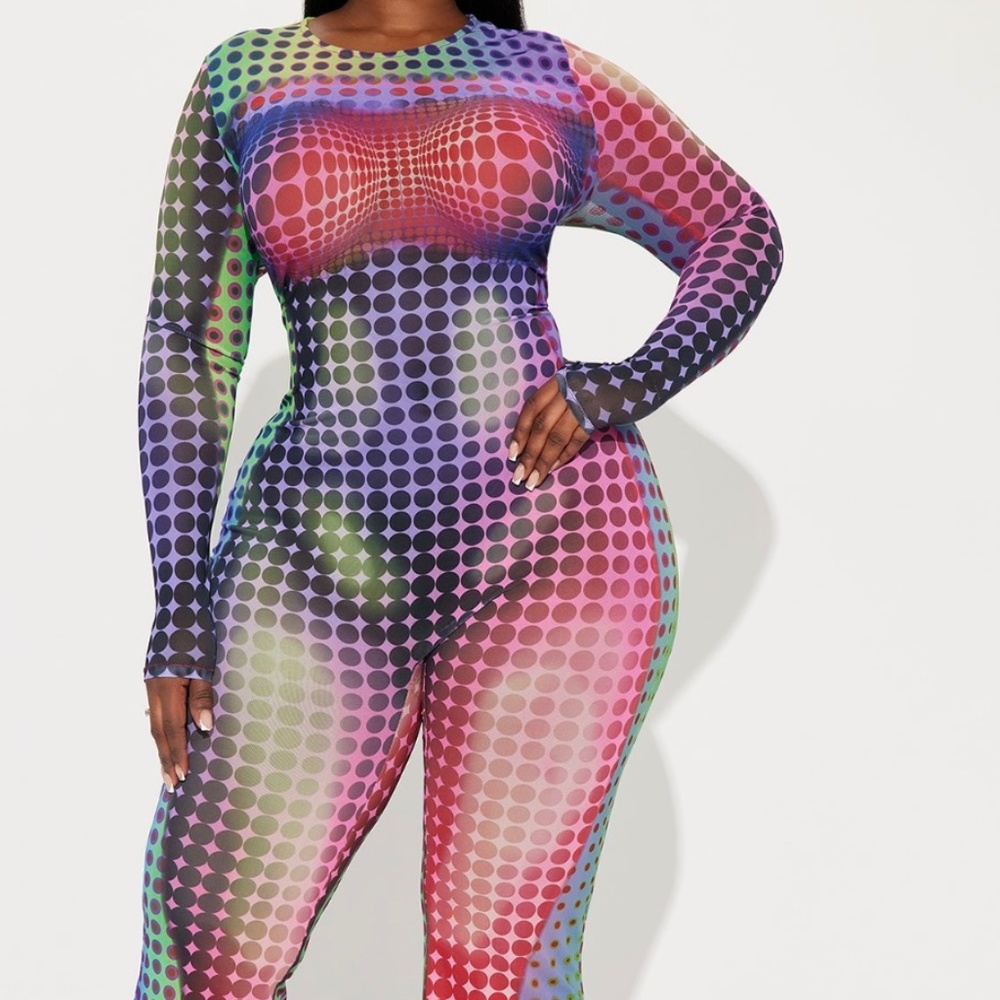 Geometric Mesh Jumpsuit